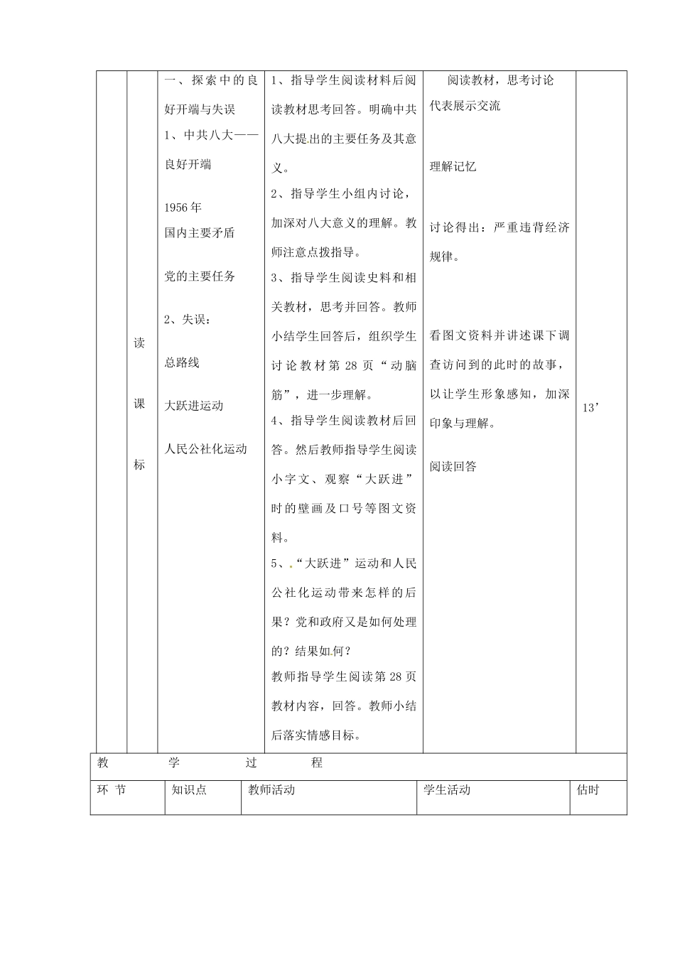 山东省临沭县第三初级中学八年级历史下册《第6课探索建设社会主义的道路》教案 新人教版_第3页