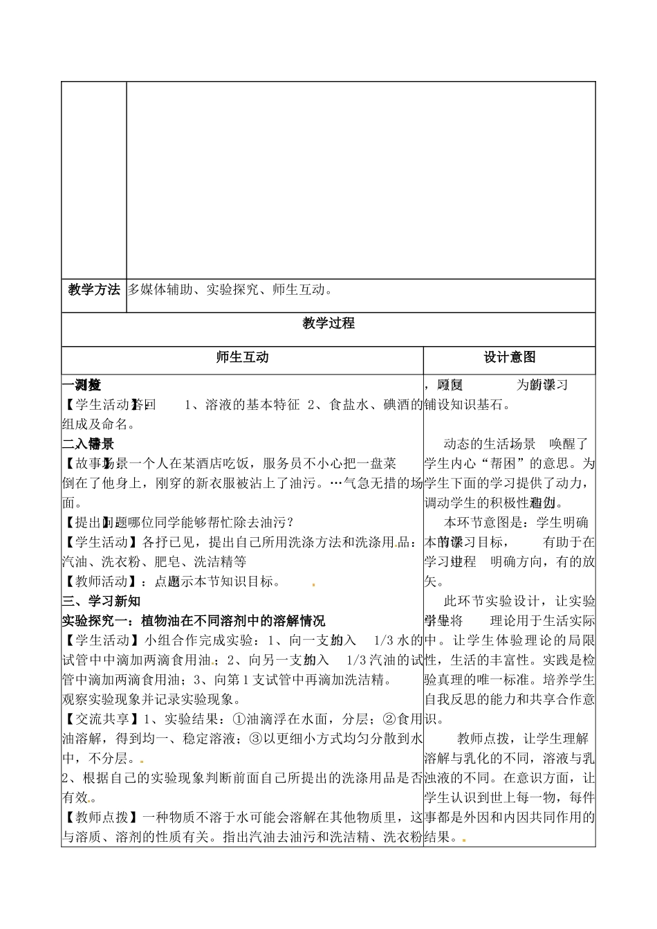 山东省临淄外国语实验学校九年级化学全册《7.1 溶液的形成（第2课时）》教案 鲁教版五四制_第2页