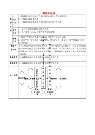 山东省临淄外国语实验学校九年级化学全册《7.1 溶液的形成（第2课时）》教案 鲁教版五四制