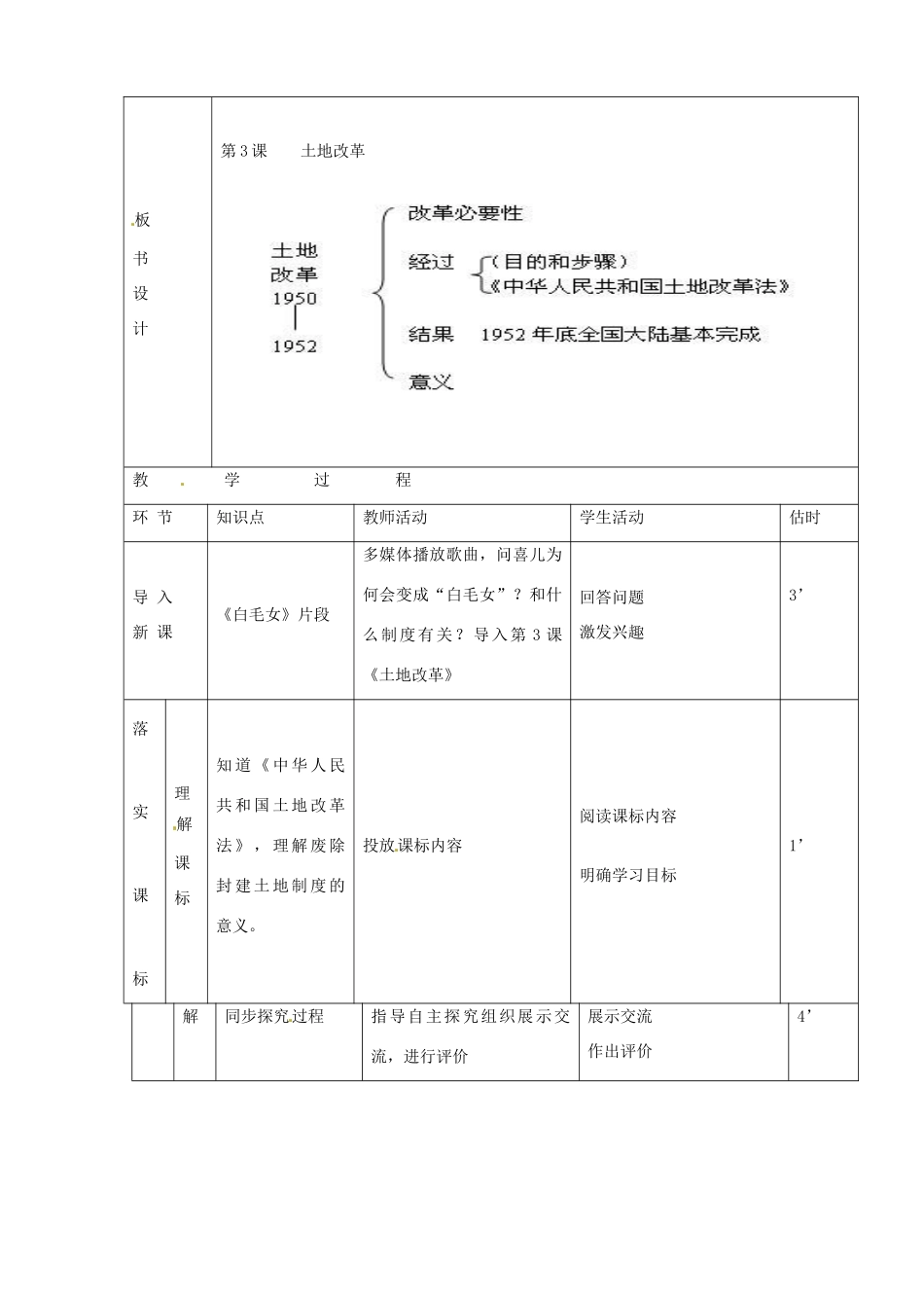 山东省临沭县第三初级中学八年级历史下册《第3课土地改革》教案 新人教版_第2页