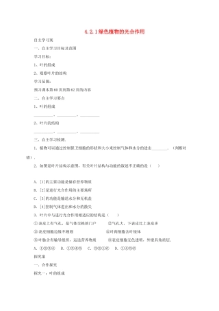 秋七年级生物上册 4.2 绿色植物的光合作用学案1 北京课改版-北京课改版初中七年级上册生物学案