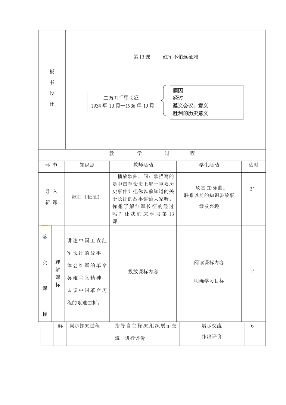 山东省临沭县第三初级中学八年级历史上册《第13课 红军不怕远征难》教案 人教新课标版_第2页