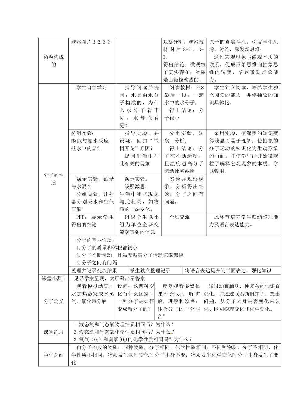 辽宁省东港市黑沟中学九年级化学上册 第三单元 课题1 分子和原子教案 （新版）新人教版_第2页