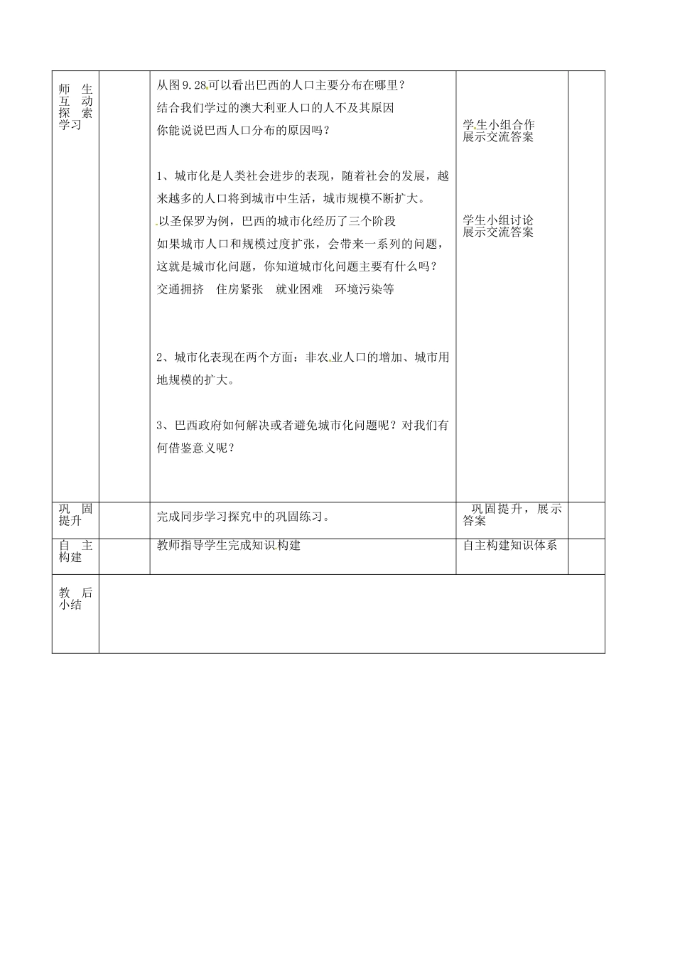 山东省临沭县第三初级中学七年级地理下册《9.2 巴西》教案（2） 新人教版_第3页