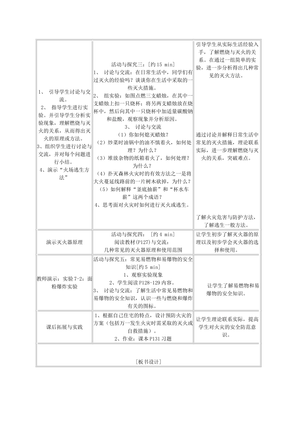九年级化学上册《7.1 燃烧和灭火》教学设计 （新版）新人教版_第3页