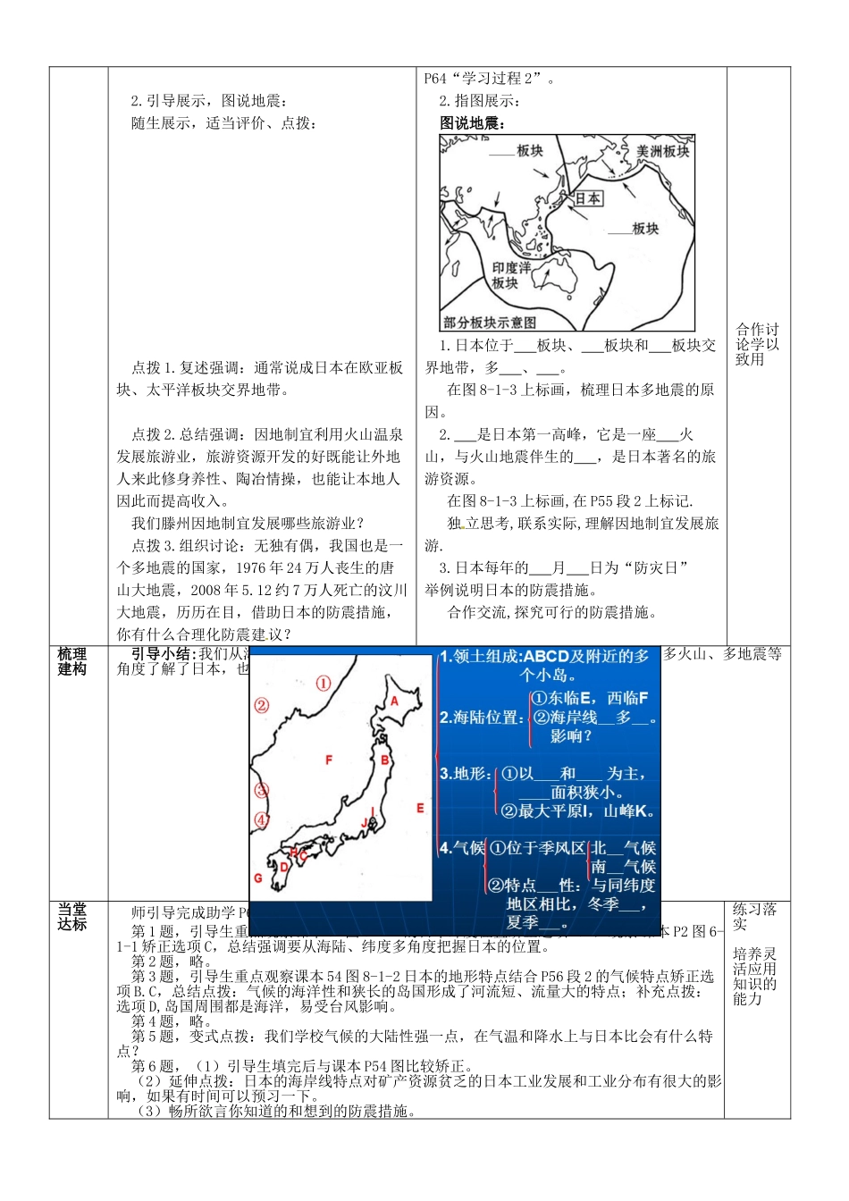 山东省滕州市大坞镇大坞中学七年级地理下册 第八章 第一节 日本（第一课时）教案 商务星球版_第3页