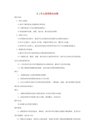 九年级化学下册 第8章 食品中的有机化合物 第一节 什么是有机化合物名师教案1 沪教版