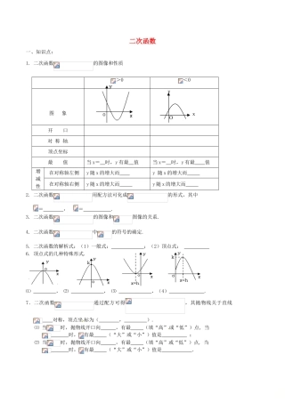 九年级数学下册 第5章 二次函数小结与复习学案 （新版）苏科版-（新版）苏科版初中九年级下册数学学案