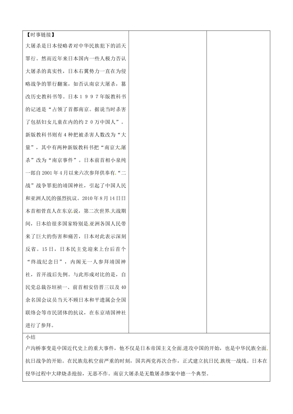 山东省郯城县第三初级中学八年级历史上册《第15课“宁为战死鬼，不作亡国奴”》教案 新人教版_第3页