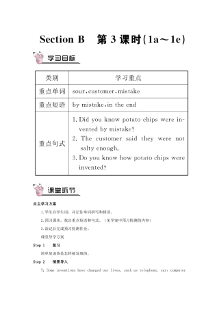 九年级英语全册 Unit 6 When was it invented第3课时导学案2（新版）人教新目标版-（新版）人教新目标版初中九年级全册英语学案