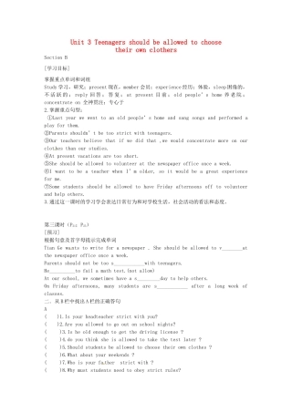 九年级英语全册《Unit 3 Teenagers should be allowed to choose their own clothers（第3课时）》学案 人教新目标版-人教新目标版初中九年级全册英语学案