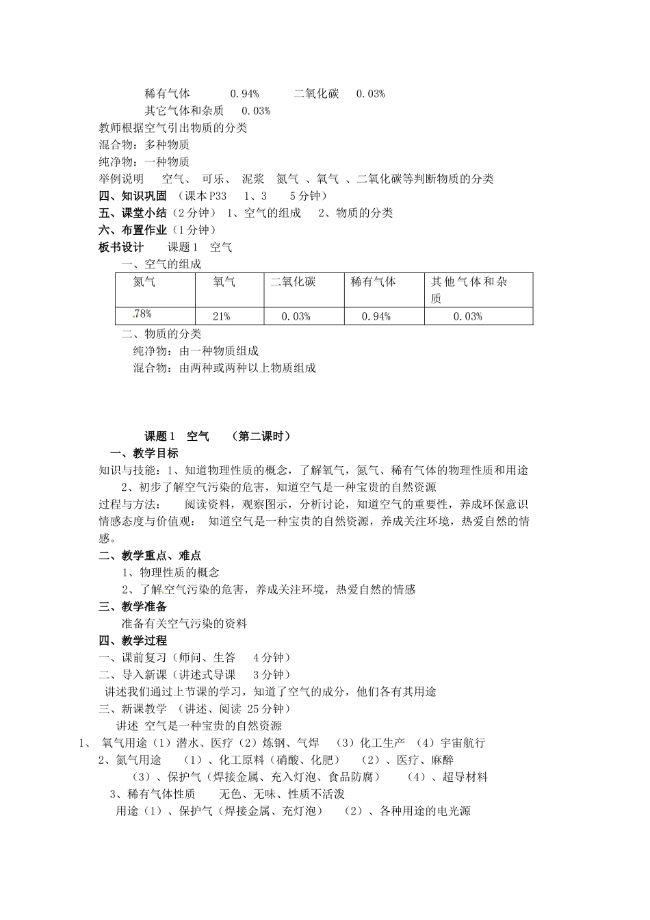 重庆市永川区第五中学校九年级化学上册 第二单元 我们周围的空气教案 （新版）新人教版_第2页