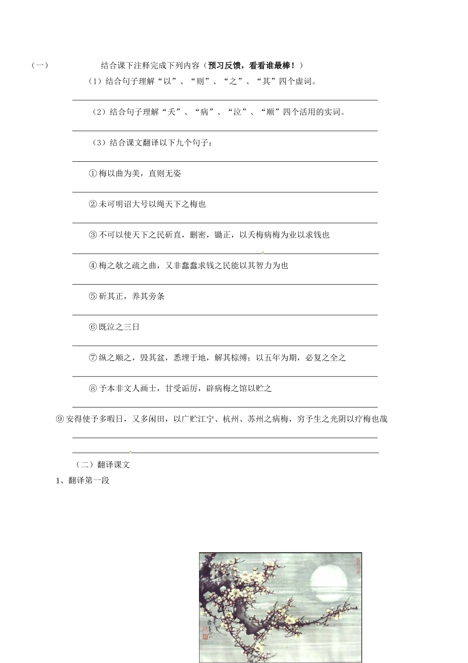 九年级语文下册 11《病梅馆记》学案（3） 冀教版-冀教版初中九年级下册语文学案_第3页