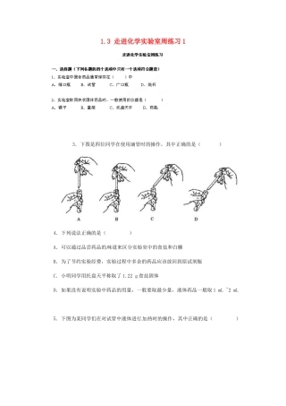山东省青岛市国开中学九年级化学上册 1.3 走进化学实验室周练习1 新人教版