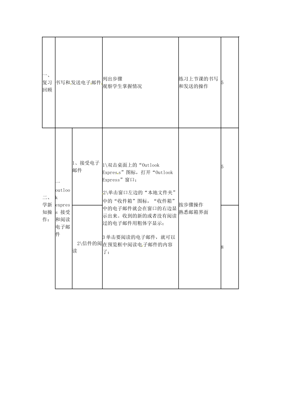 山东省郯城第三中学初中信息技术 第八课 使用OUTLOOK EXPRESS收发电子邮件教案2_第2页