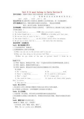 四川省宜宾县双龙镇初级中学校九年级英语上册 Unit 8 It must belong to CarlaSection B （1a-1d）导学案（无答案）（新版）人教新目标板