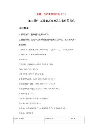 天津市梅江中学九年级化学下册 第十一单元 盐、化肥 课题1 生活中常见的盐（三）教案 新人教版