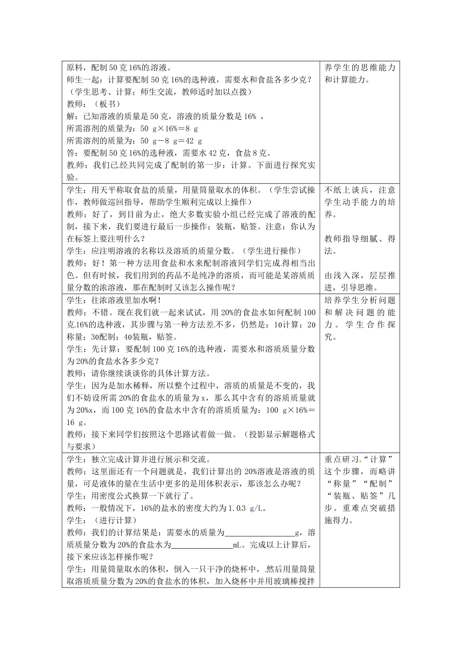 山东省惠州市惠东县梁化中学九年级化学下册 9.3 溶质的质量分数教案2 新人教版_第2页