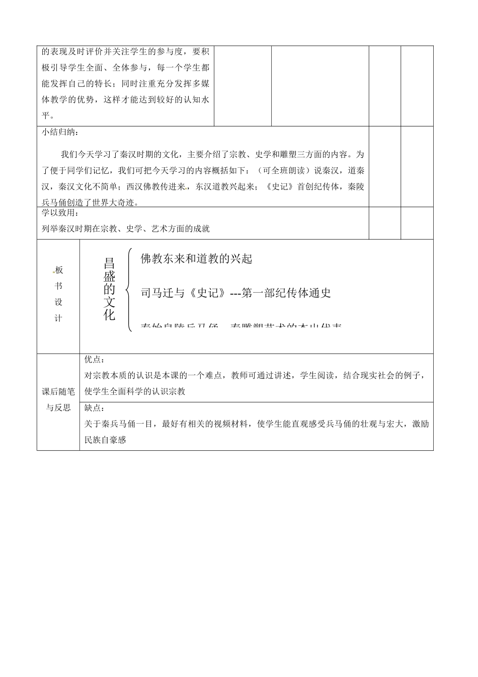 辽宁省大连市76中七年级历史上册《第18课 昌盛的文化》教学设计 北师大版_第3页
