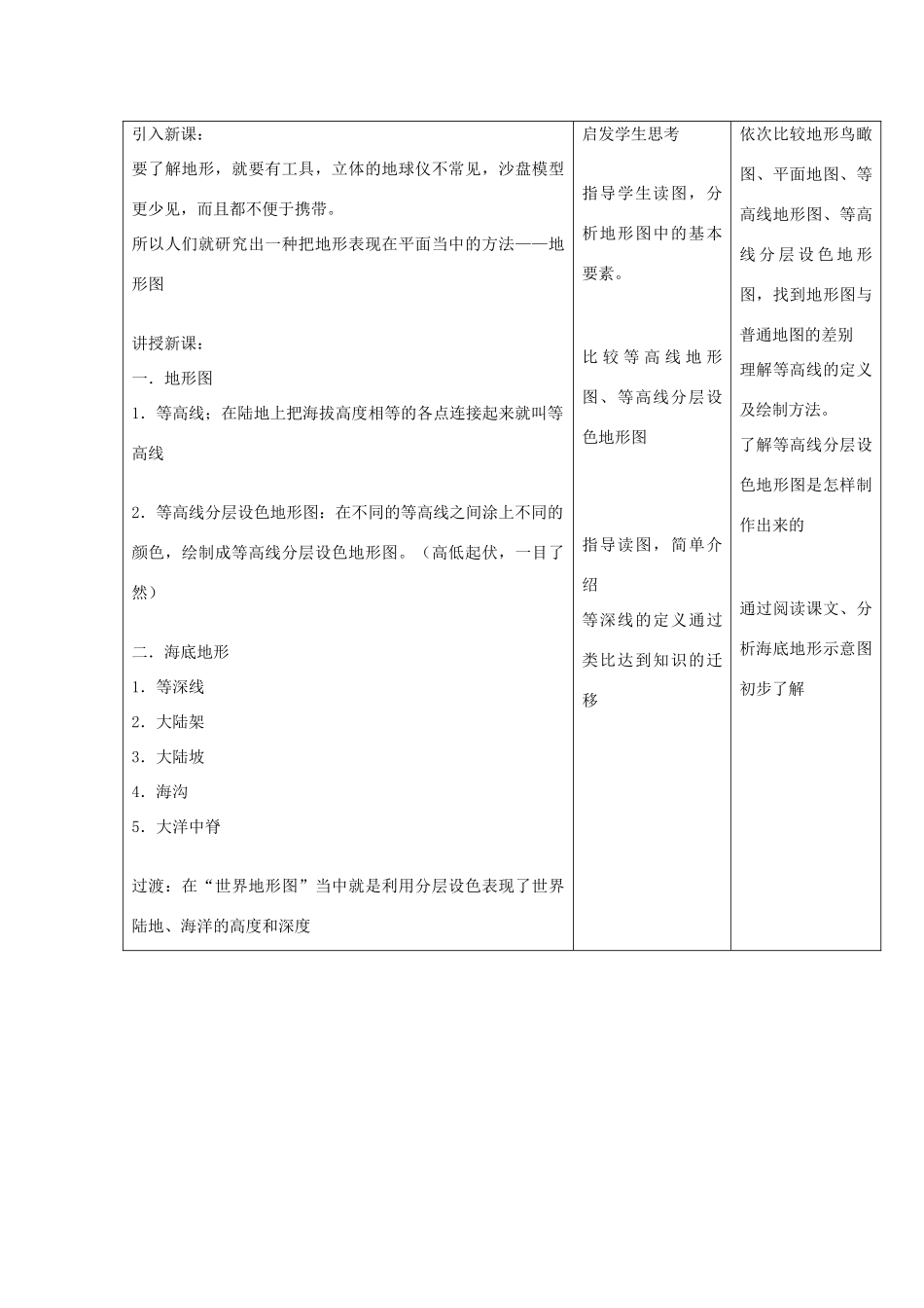 江苏省泗阳实验初中七年级地理上册 2.3《世界的地形》教案（2） 湘教版_第2页