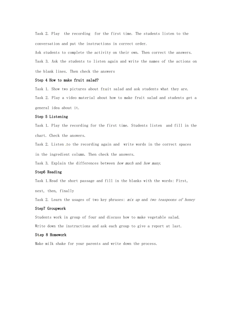 山东省肥城市安站中学八年级英语上册 Unit 7 How do you make a banana milk shake Period 1导学案 人教新目标版_第2页