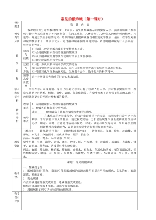 新疆生产建设兵团第五师八十六团第一中学九年级化学上册 常见的酸和碱（第一课时）教案 新人教版