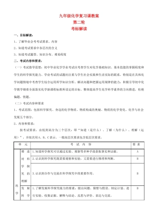 九年级化学第二轮考标复习 考标解读教案 人教新课标版