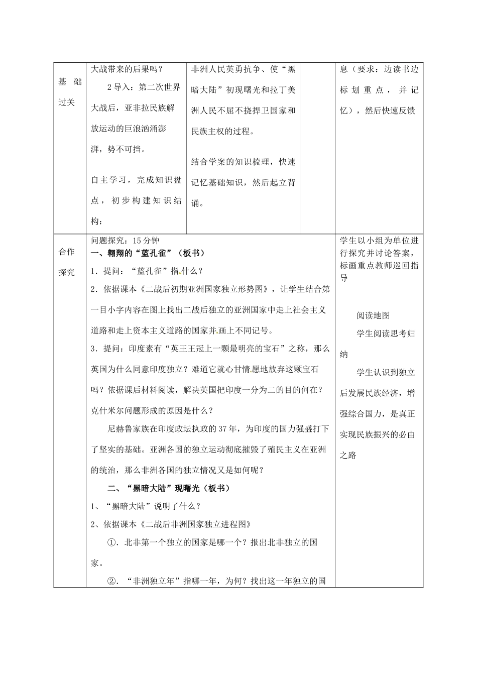 山东省邹平县实验中学九年级历史下册 第14课 殖民废墟上的重建教案 北师大版_第2页