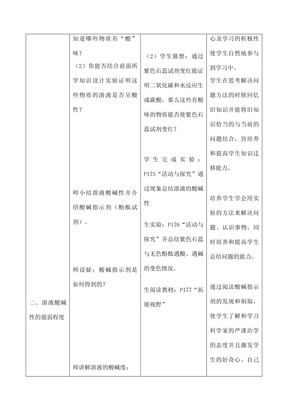 九年级化学下册 第七章 第一节 溶液的酸碱性教案 （新版）沪教版_第2页