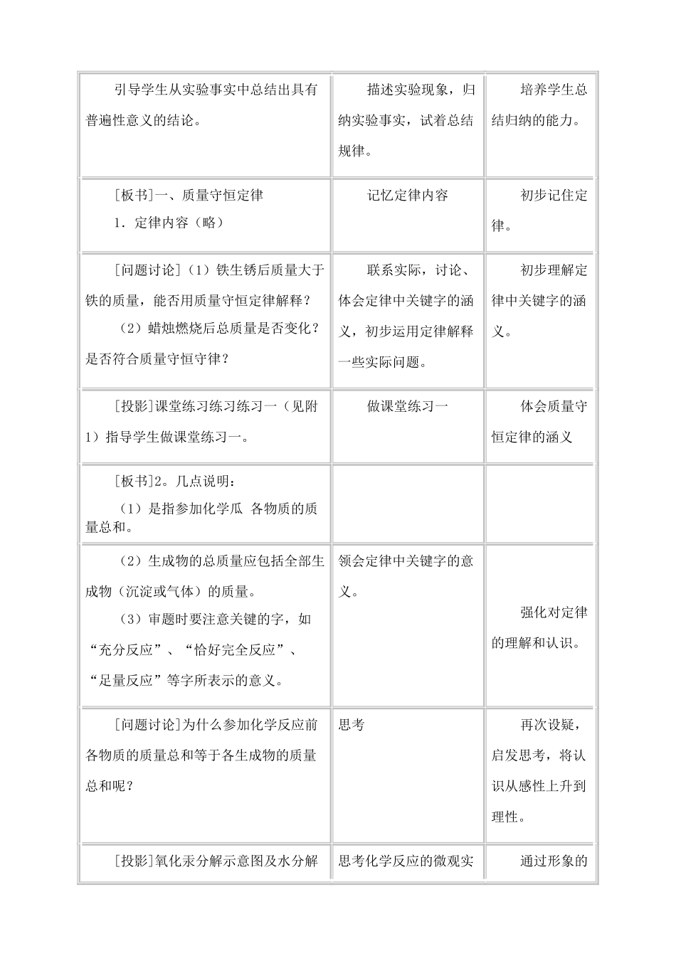 鲁教版八年级化学质量守恒定律教案3_第3页
