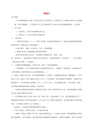 山东省郓城县八年级语文上册 第4课《蚂蚁》导学案（2） 北师大版-北师大版初中八年级上册语文学案