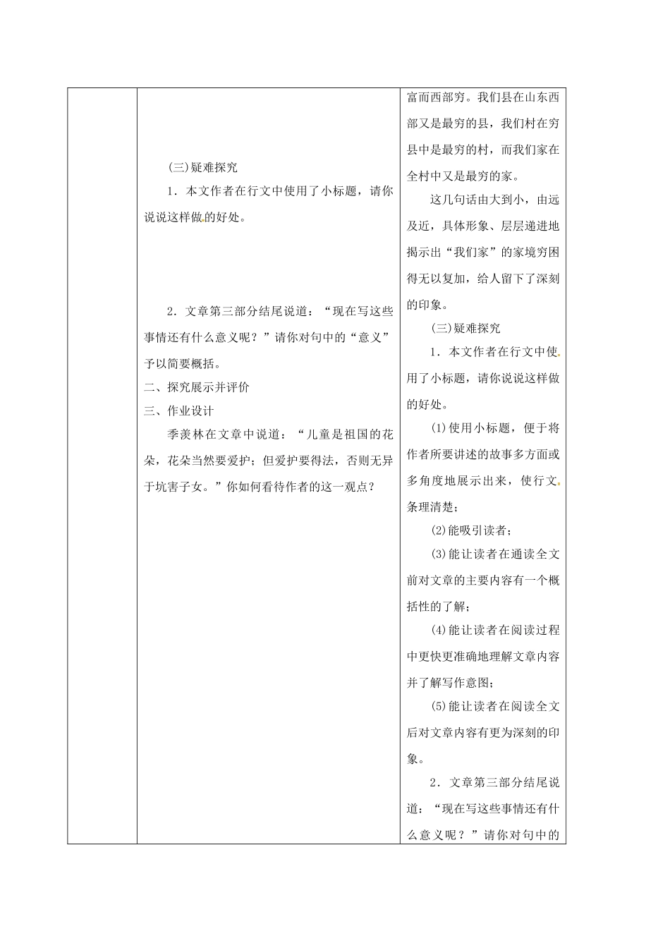 陕西省山阳县八年级语文下册 第一单元 5 我的童年学案2 （新版）新人教版-（新版）新人教版初中八年级下册语文学案_第2页