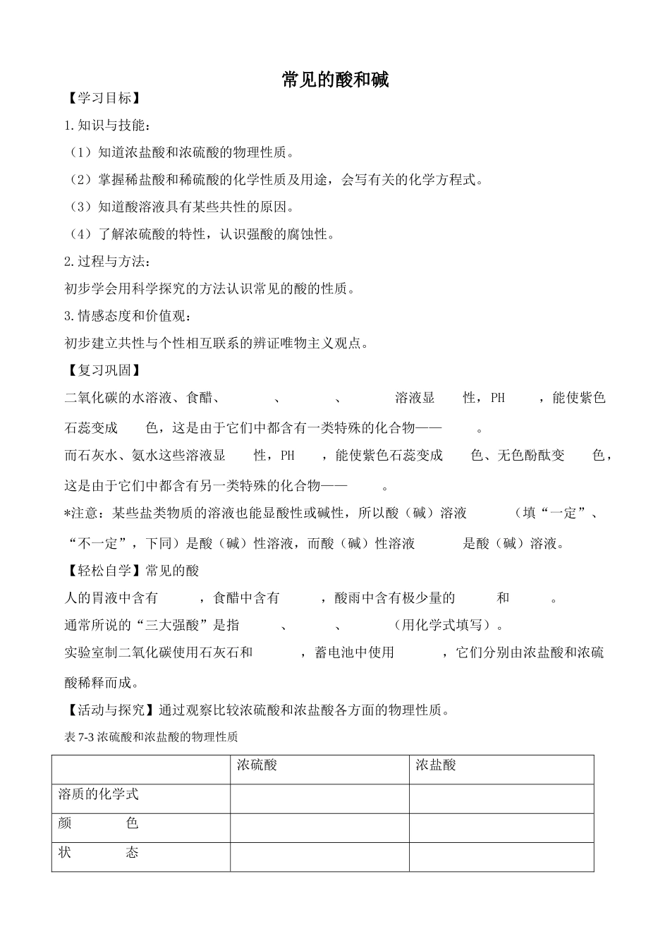 九年级化学常见的酸和碱沪教版_第1页