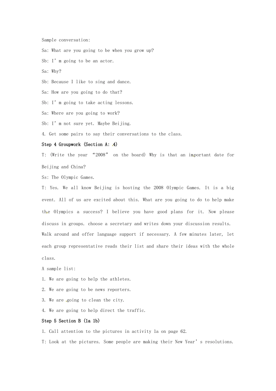山东省肥城市安站中学八年级英语上册 Unit 10 I’m going to be a basketball player.Period 2导学案 人教新目标版_第3页