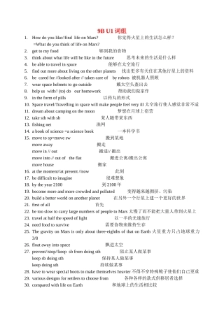 九年级英语 Unit1词组学案  牛津版