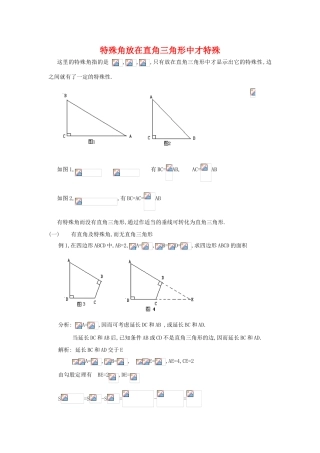九年级数学下册 特殊角放在直角三角形中才特殊 人教新课标版