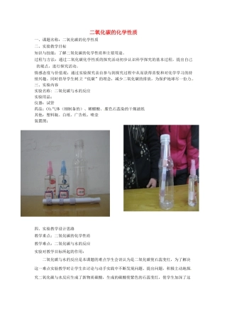 江西省信丰县黄泥中学中考化学实验汇总复习 二氧化碳的化学性质教学设计