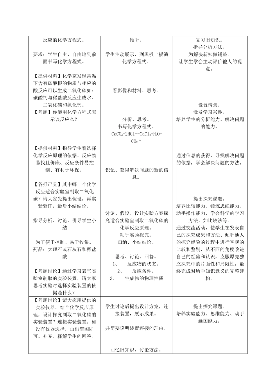 九年级化学上册《6.2 二氧化碳制取的研究》教学设计 （新版）新人教版_第2页