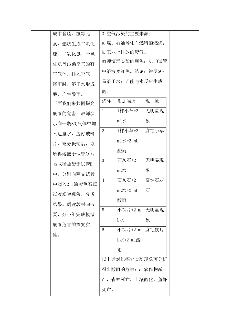 九年级化学上册《专题3单元4 人类需要洁净的空气》教案湘教版_第3页