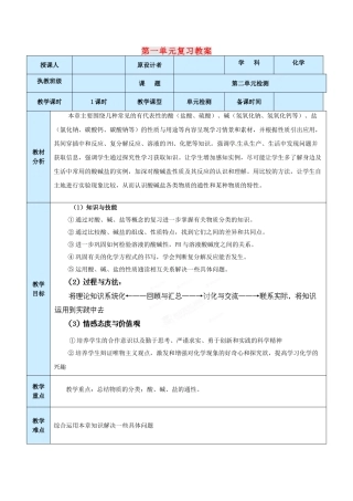 山东省龙口市南山双语学校九年级化学全册 第一单元复习教案 鲁教版五四学制