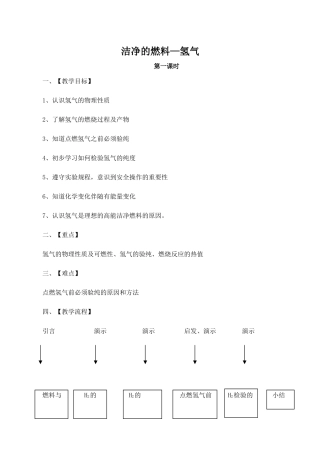 九年级化学洁净的燃料—氢气 (1)粤教版