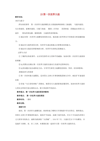 九年级历史上册 23第一次世界大战教案 岳麓版