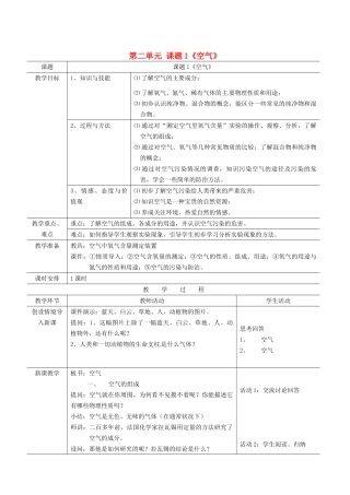 新疆乌鲁木齐市第五十三中学九年级化学上册 第二单元 课题1《空气》教案 新人教版