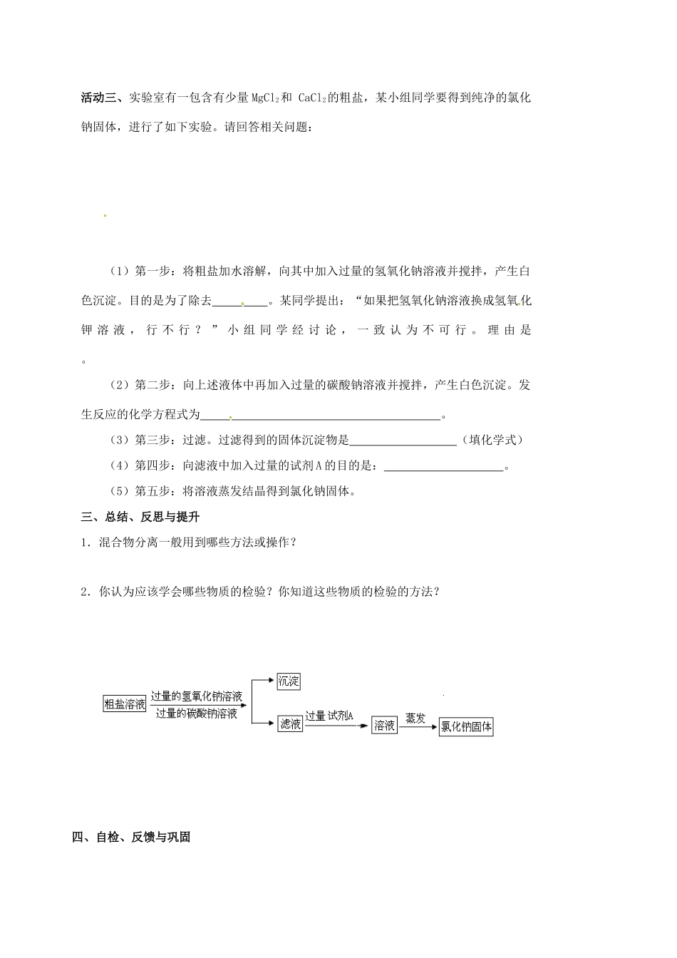 江苏省扬州市高邮市车逻镇中考化学二轮复习 7 化学实验（第2课时）教案 沪教版-沪教版初中九年级全册化学教案_第3页