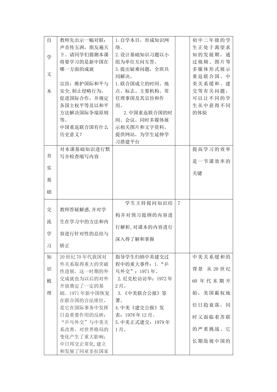 山东省邹平县实验中学八年级历史下册 第9课《 新中国走向世界舞台》教案 北师大版_第2页
