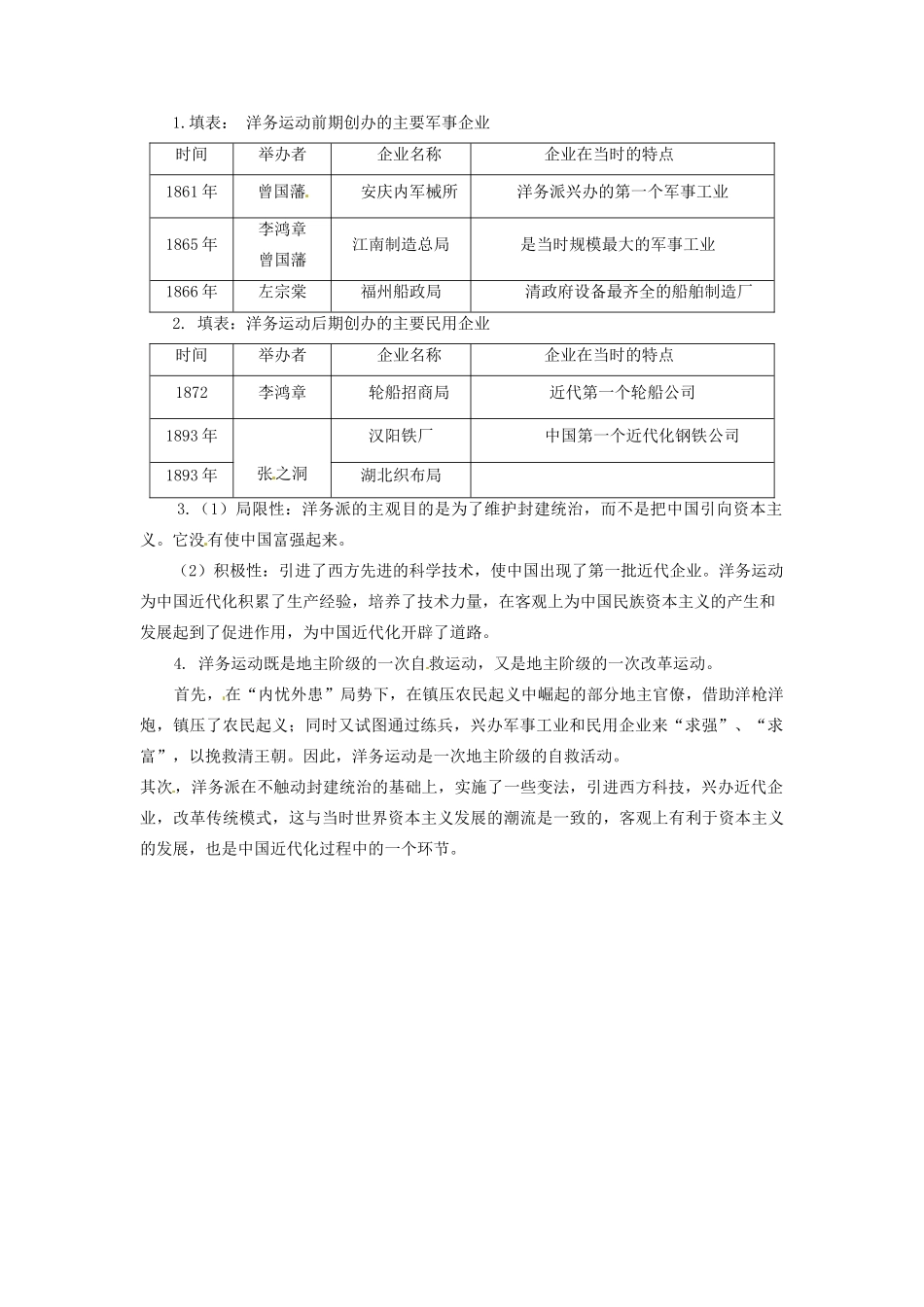 辽宁省凌海市石山初级中学八年级历史上册 2.6洋务运动问题生成单 新人教版_第2页
