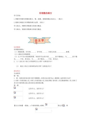 秋七年级数学上册 1.10 有理数的乘方导学案 （新版）冀教版-（新版）冀教版初中七年级上册数学学案