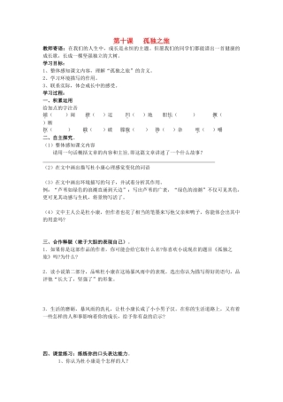 九年级语文上册 第三单元 10 孤独之旅快乐学案 人教新课标版