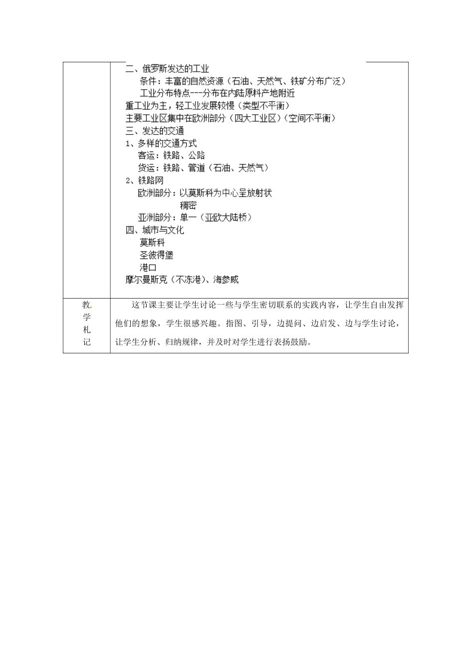 山东省临沂市蒙阴县第四中学七年级地理下册 7.4 俄罗斯（第2课时）教案 （新版）新人教版_第3页