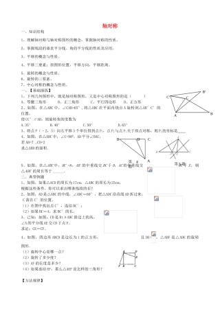 山东省青州市中考数学第一轮复习 19 轴对称 平移 旋转学案-人教版初中九年级全册数学学案